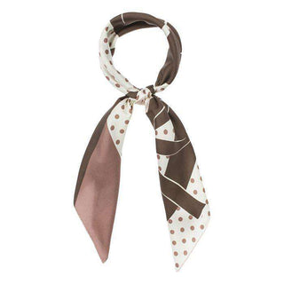 Valentino Silk Spotted Scarf In Brown & Cream (VTS112)-AmbrogioShoes