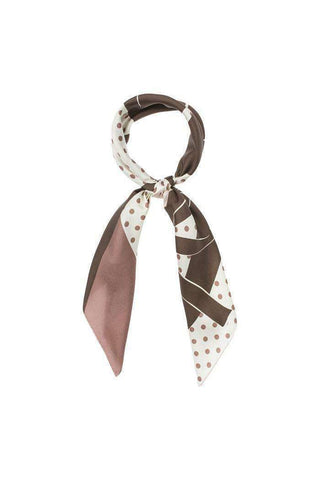 Valentino Silk Spotted Scarf In Brown & Cream (VTS112)