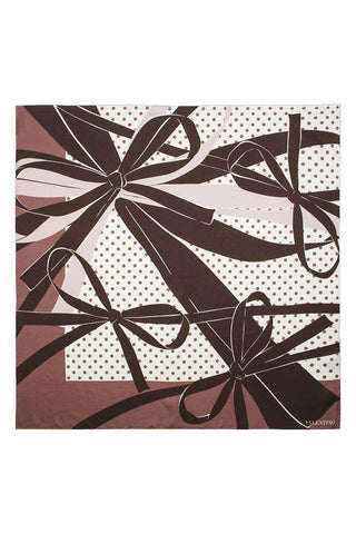 Valentino Silk Spotted Scarf In Brown & Cream (VTS112)