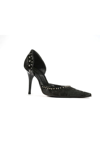 Versace Women's Black Leather Pumps Designer Shoes (V1502)