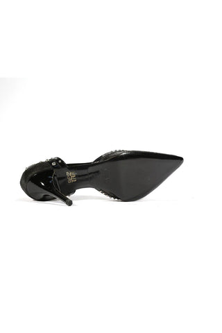 Versace Women's Black Leather Pumps Designer Shoes (V1502)
