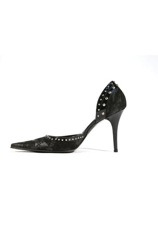 Versace Women's Black Leather Pumps Designer Shoes (V1502)