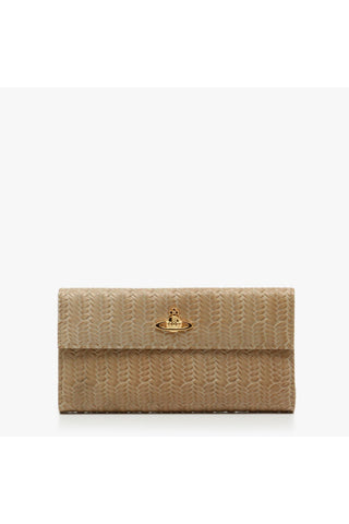 Vivienne Westwood Women's Wallet Leather Weave Embossed Beige (VW103)
