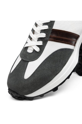 Volterra Leather & Suede Sneaker - Gray & White-Dellamoda