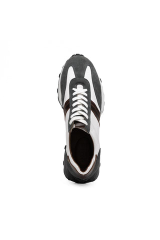 Volterra Leather & Suede Sneaker - Gray & White-Dellamoda