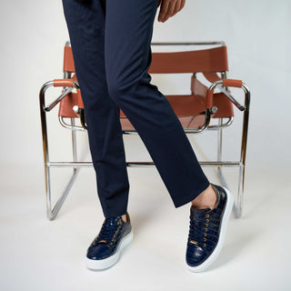 Vinci Belmont Embossed Leather Sneaker - Navy