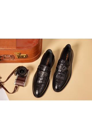 Vinci Amsterdam Embossed Leather Horse-Bit Loafer - Black
