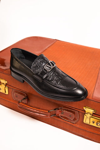 Vinci Amsterdam Embossed Leather Horse-Bit Loafer - Black