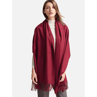 Wine, Burgundy Red Cashmere Wool Wrap Scarf Unisex-AmbrogioShoes