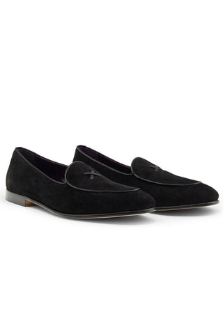 X Suede Loafer - Black-Dellamoda