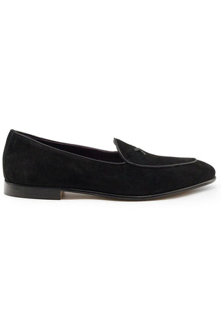 X Suede Loafer - Black-Dellamoda