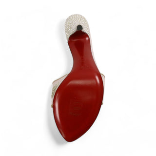 Yves Saint Laurent Lotus Fabric / Leather Crystalized Slide Sandals (YSLS1001)-AmbrogioShoes