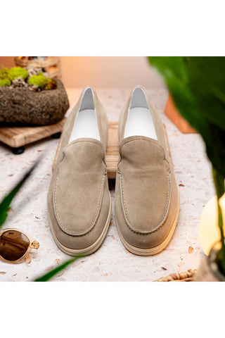 Zelli Italia Suede Loafer - Bone-Dellamoda