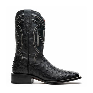 Marco Di Milano Alabama Men's Shoes Black Exotic Ostrich Skin Cowboy Boot (MDM1223)