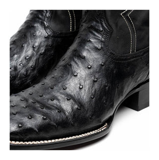Marco Di Milano Alabama Men's Shoes Black Exotic Ostrich Skin Cowboy Boot (MDM1223)