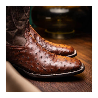Marco Di Milano Alabama Men's Shoes Kango Tabac Exotic Ostrich Skin Cowboy Boot (MDM1221)