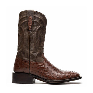 Marco Di Milano Alabama Men's Shoes Kango Tabac Exotic Ostrich Skin Cowboy Boot (MDM1221)