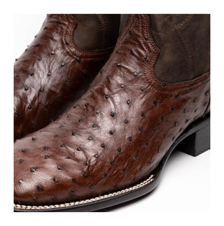 Marco Di Milano Alabama Men's Shoes Kango Tabac Exotic Ostrich Skin Cowboy Boot (MDM1221)