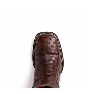 Marco Di Milano Alabama Men's Shoes Kango Tabac Exotic Ostrich Skin Cowboy Boot (MDM1221)