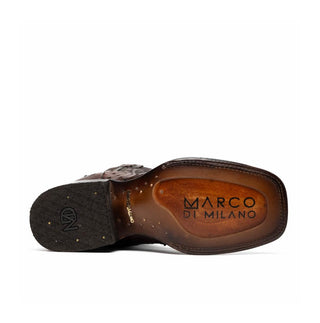 Marco Di Milano Alabama Men's Shoes Kango Tabac Exotic Ostrich Skin Cowboy Boot (MDM1221)