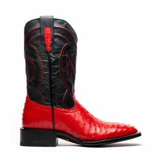 Marco Di Milano Alabama Men's Shoes Red Exotic Ostrich Skin Cowboy Boot (MDM1222)