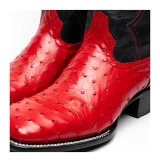 Marco Di Milano Alabama Men's Shoes Red Exotic Ostrich Skin Cowboy Boot (MDM1222)