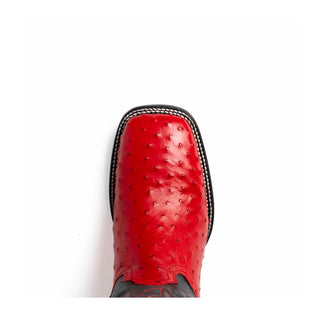 Marco Di Milano Alabama Men's Shoes Red Exotic Ostrich Skin Cowboy Boot (MDM1222)