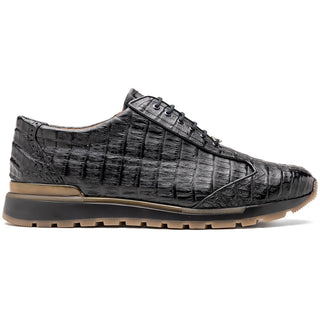 Marco Di Milano Alonzo Men's Shoes Black Genuine Caiman Crocodile Casual Sneakers (MDM1165)