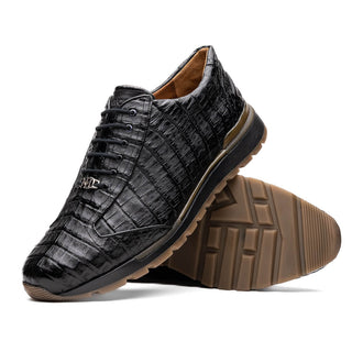 Marco Di Milano Alonzo Men's Shoes Black Genuine Caiman Crocodile Casual Sneakers (MDM1165)