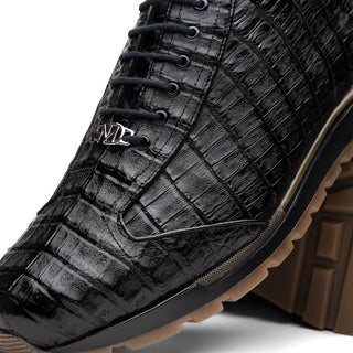 Marco Di Milano Alonzo Men's Shoes Black Genuine Caiman Crocodile Casual Sneakers (MDM1165)