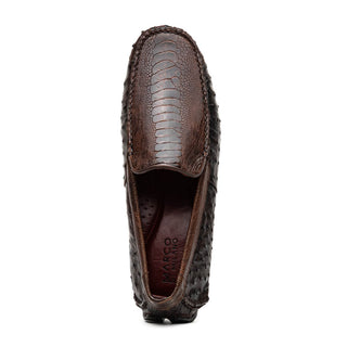 Marco Di Milano Alba Men's Shoes Brown Exotic Ostrich Driver Loafer (MDM1206)