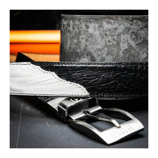 Marco Di Milano Ostrich Belt - White & Black