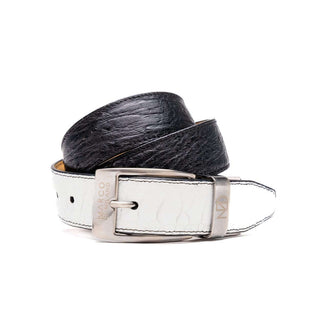 Marco Di Milano Ostrich Belt - White & Black