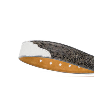 Marco Di Milano Ostrich Belt - White & Gray