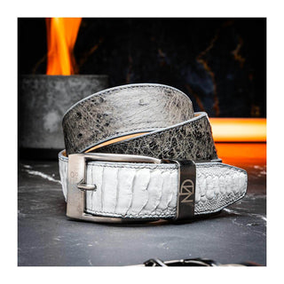 Marco Di Milano Ostrich Belt - White & Gray