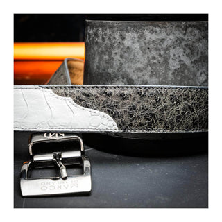 Marco Di Milano Ostrich Belt - White & Gray