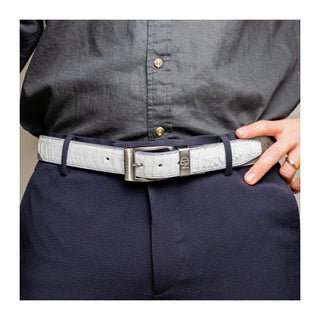 Marco Di Milano Ostrich Belt - White & Gray