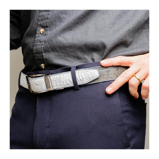Marco Di Milano Ostrich Belt - White & Gray