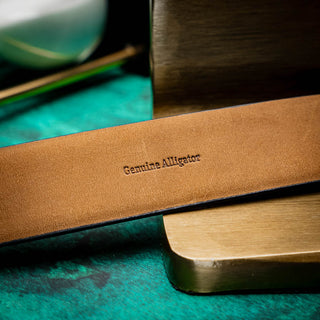 Marco Di Milano Emilio Men's Antique Navy Genuine Alligator Skin Belts (MDMB1048)