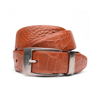 Marco Di Milano Emilio Men's Cognac Genuine Alligator Skin Belts (MDMB1048)