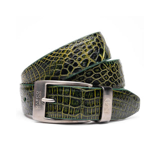 Marco Di Milano Emilio Men's Antique Green Genuine Alligator Skin Belts (MDMB1048)