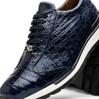 Marco Di Milano Alonzo Men's Shoes Navy Genuine Caiman Crocodile Casual Sneakers (MDM1165)