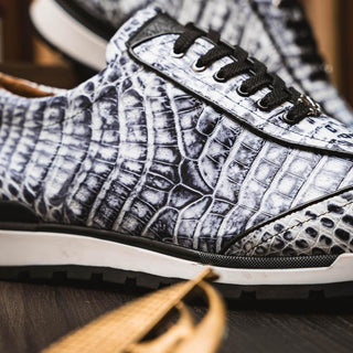 Marco Di Milano Alonzo Men's Shoes Newspaper Genuine Caiman Crocodile Casual Sneakers (MDM1165)