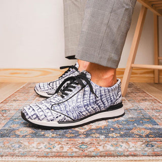 Marco Di Milano Alonzo Men's Shoes Newspaper Genuine Caiman Crocodile Casual Sneakers (MDM1165)