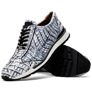 Marco Di Milano Alonzo Men's Shoes Newspaper Genuine Caiman Crocodile Casual Sneakers (MDM1165)