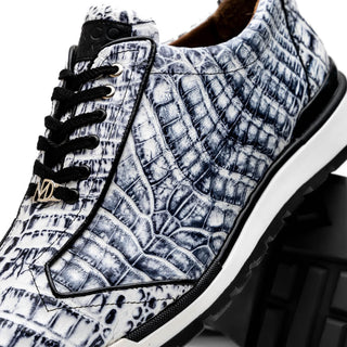Marco Di Milano Alonzo Men's Shoes Newspaper Genuine Caiman Crocodile Casual Sneakers (MDM1165)