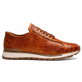 Marco Di Milano Alonzo Men's Shoes Cognac Genuine Caiman Crocodile Casual Sneakers (MDM1165)