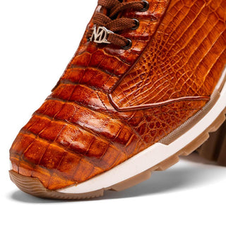 Marco Di Milano Alonzo Men's Shoes Cognac Genuine Caiman Crocodile Casual Sneakers (MDM1165)