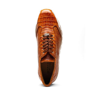 Marco Di Milano Alonzo Men's Shoes Cognac Genuine Caiman Crocodile Casual Sneakers (MDM1165)
