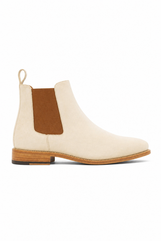 Ambrogio AMB1040 ivory beige suede Chelsea boot — right-facing outer side view